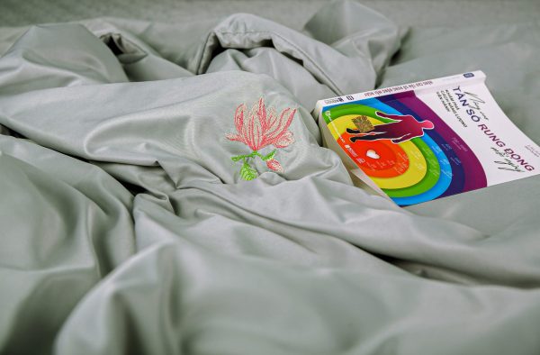 Bộ chăn ga Tencel Organic Xanh Rêu Thêu Hoa - Ảnh 3