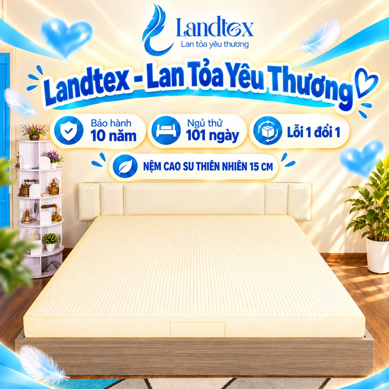 NỆM CAO SU THIÊN NHIÊN 15 CM